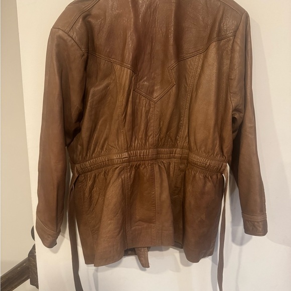 Vintage GUERRA Brown Leather Belted Coat – Size 38 - Picture 4 of 8
